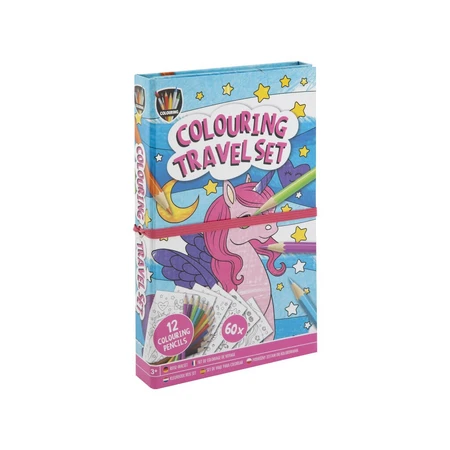 Set de bolsillo creativo, 2 libros para colorear y lápices de colores, unicornios y sirenas, Grafix