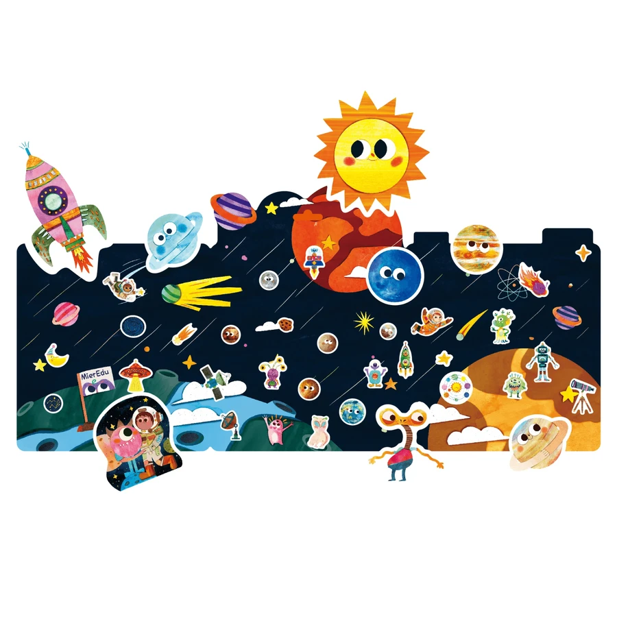 Creative set with reusable soft stickers - Space Explorer