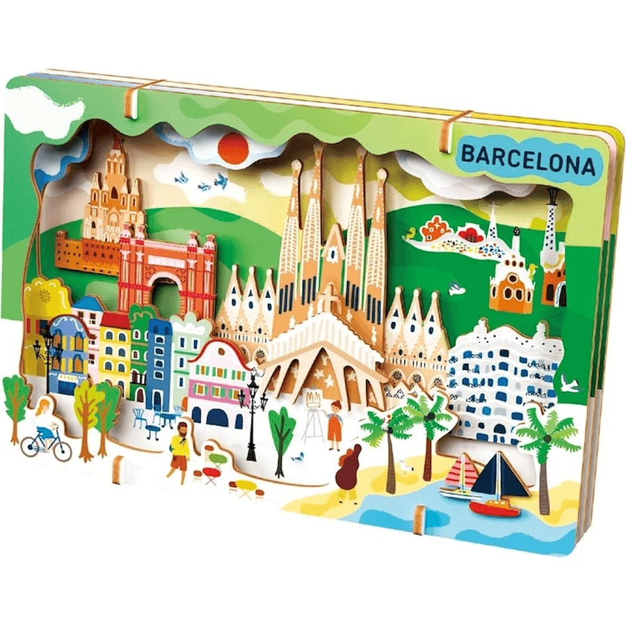 Kit de bricolaje - Crea un paisaje urbano en 3D con madera - Barcelona