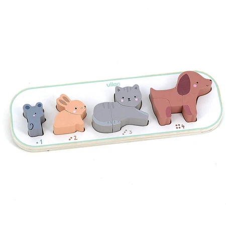 Puzzle de madera - 1,2,3,4 Animales - Vilac