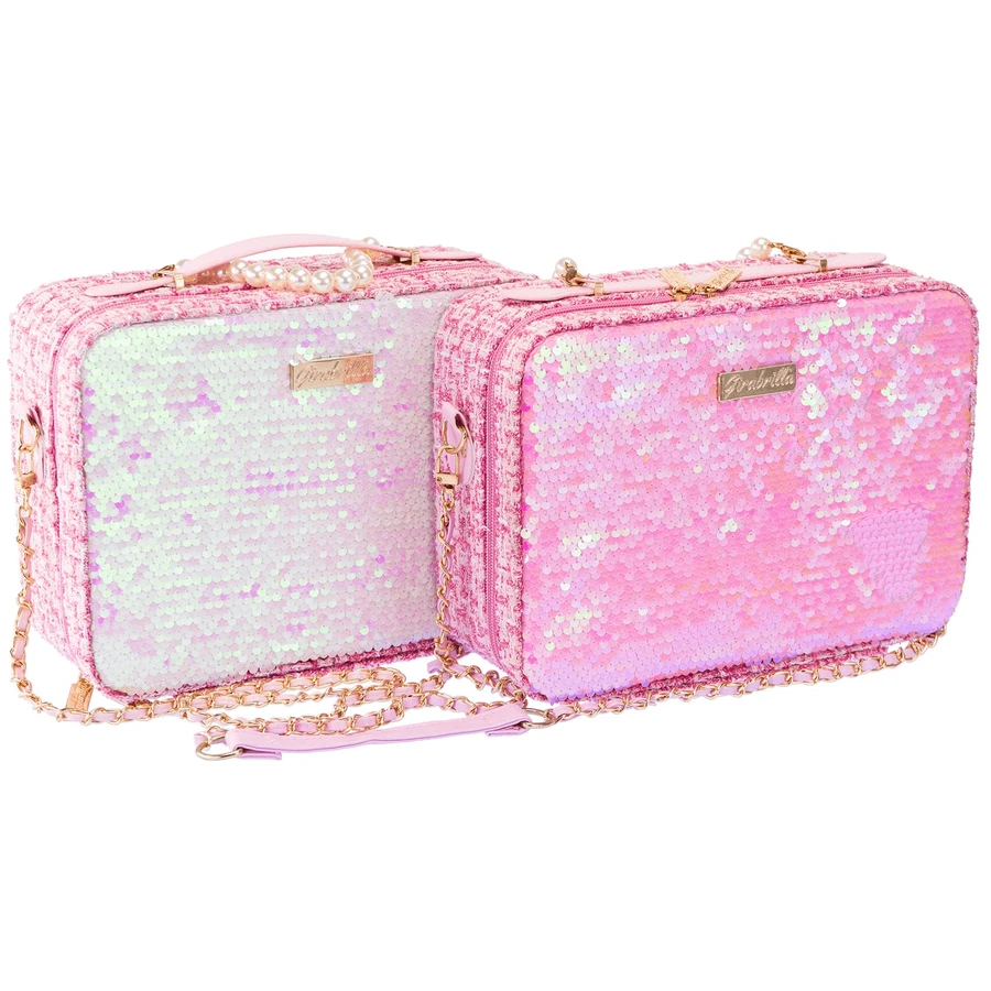 Girabrilla grote omkeerbare make-up tas met pailletten