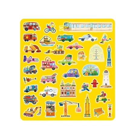 Creative set with reusable soft stickers - City on the move