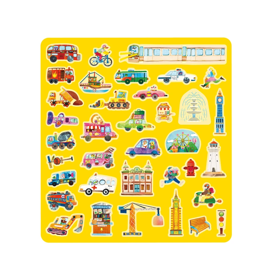 Creative set with reusable soft stickers - City on the move