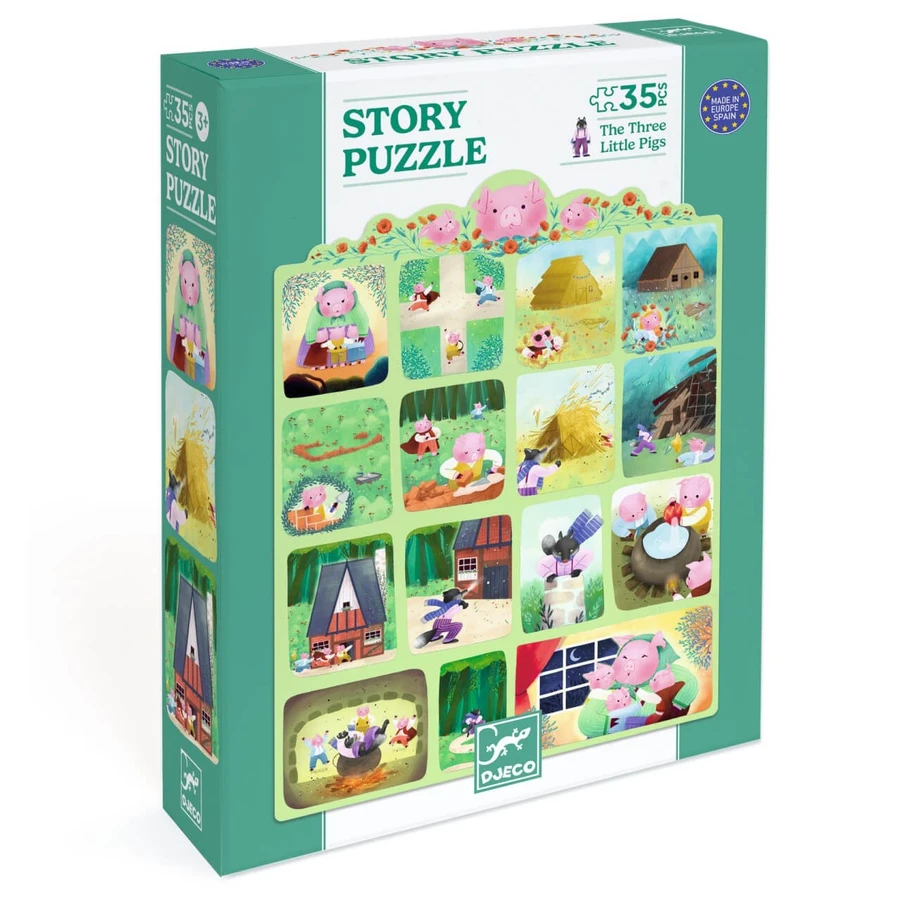Puzzle de cuentos Los tres cerditos, Djeco