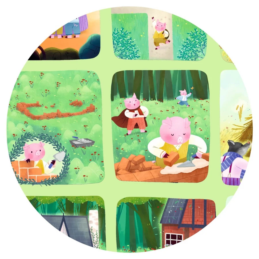 Puzzle de cuentos Los tres cerditos, Djeco