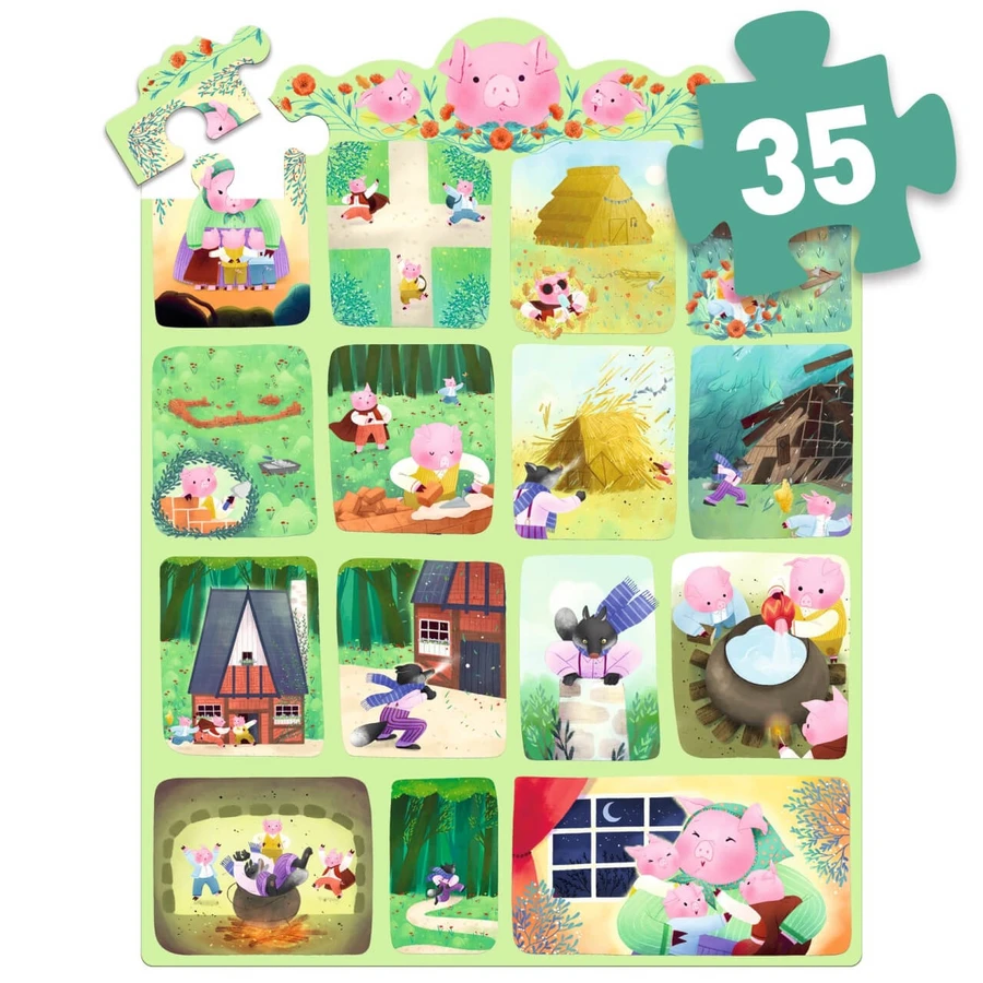 Puzzle de cuentos Los tres cerditos, Djeco