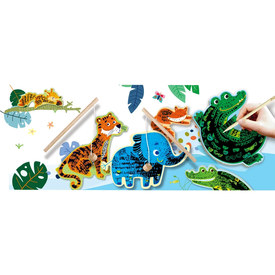 Scratch 'N' Catch - Juego de pesca 2 en 1 - Animales de la selva