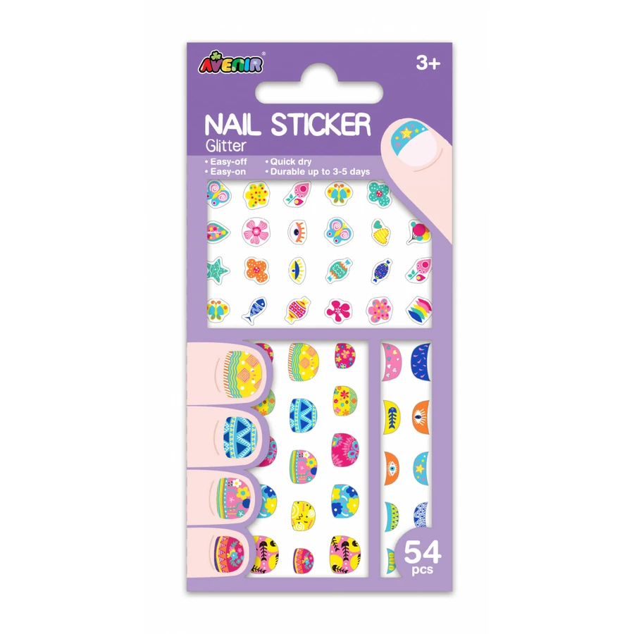 Glitter nail stickers - Flowers