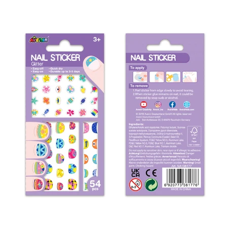 Glitter nail stickers - Flowers