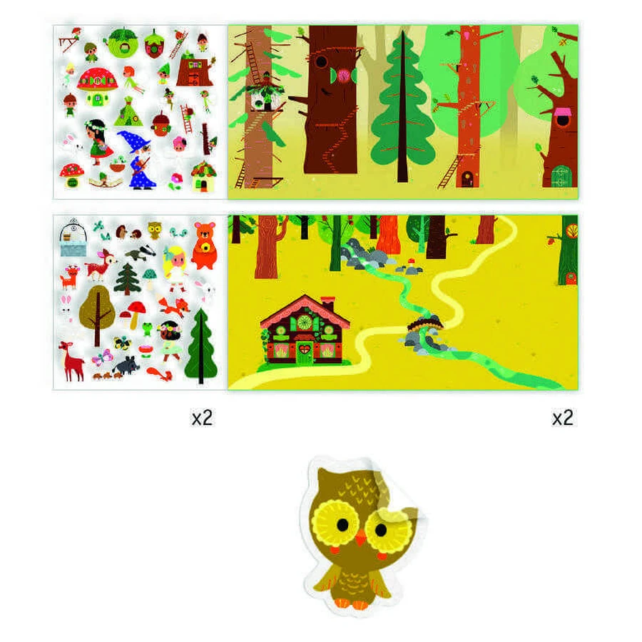 Djeco, The Enchanted Forest with repositionable stickers