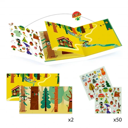 Djeco, The Enchanted Forest with repositionable stickers