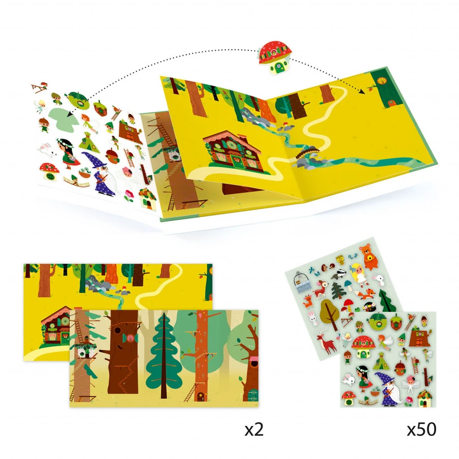 Djeco, The Enchanted Forest with repositionable stickers