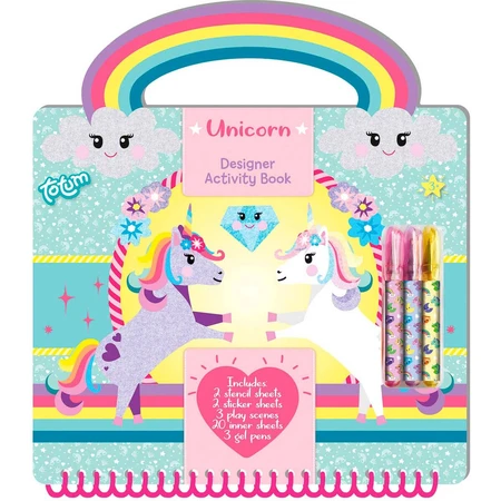 Creative activity book with unicorns