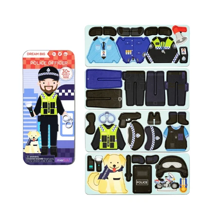 Magnetic puzzle in metal box, matching and matching game - Policeman