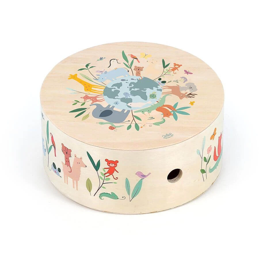 Wooden cajon drum - Animal design - Vilac