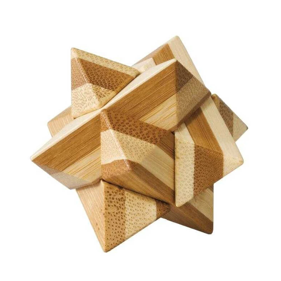Star Bambus Holz IQ Logikspiel, Metallbox