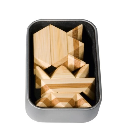 Star Bambus Holz IQ Logikspiel, Metallbox