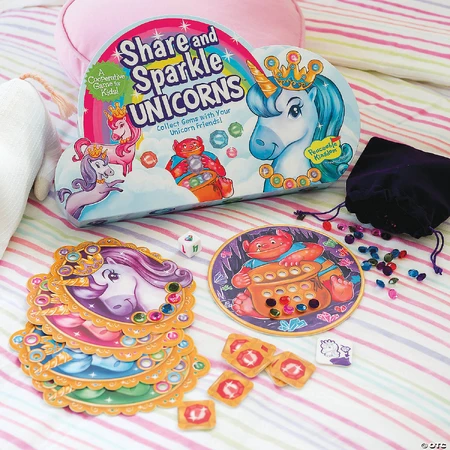 Juego de cooperación con unicornios y piedras preciosas, Glitter Unicorns