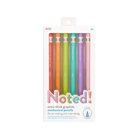 Porte-mines en graphite extra-épais - set de 6, avec citations motivantes