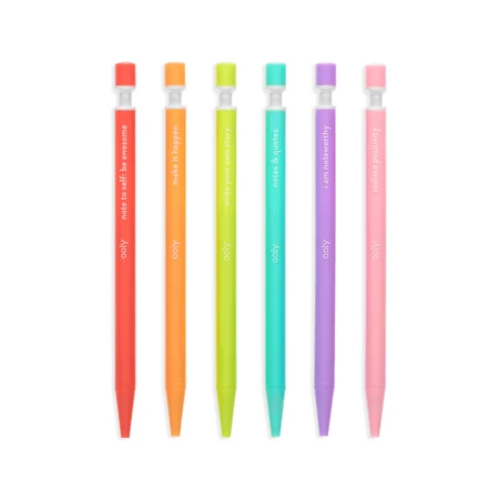 Porte-mines en graphite extra-épais - set de 6, avec citations motivantes