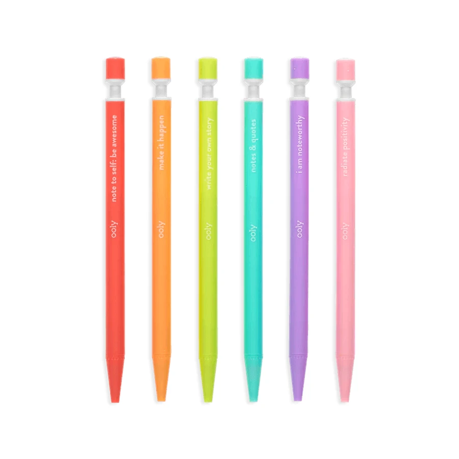 Porte-mines en graphite extra-épais - set de 6, avec citations motivantes
