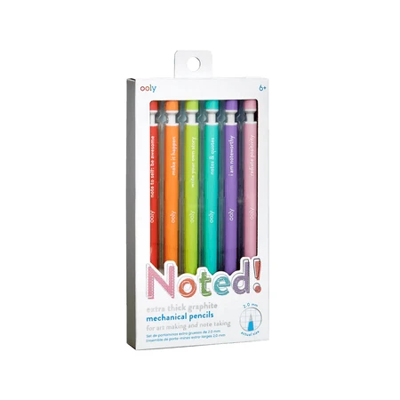 Porte-mines en graphite extra-épais - set de 6, avec citations motivantes