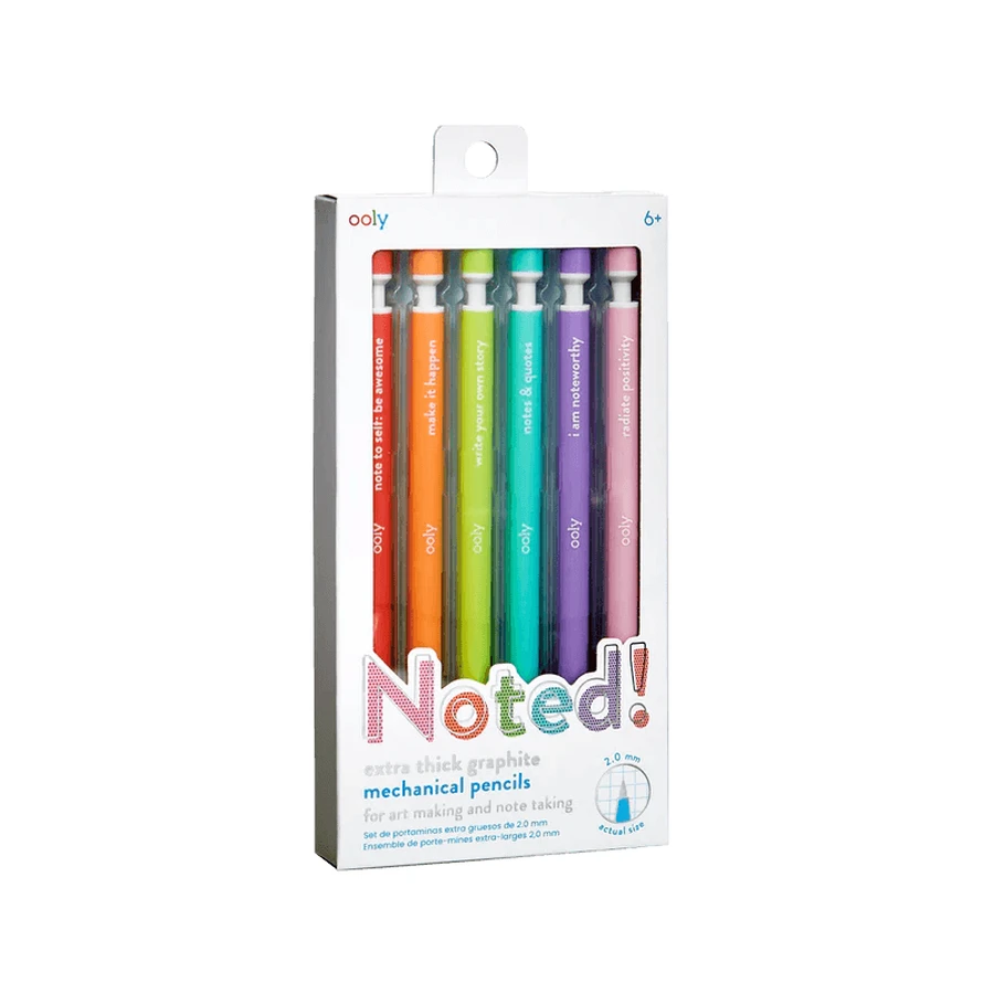 Porte-mines en graphite extra-épais - set de 6, avec citations motivantes