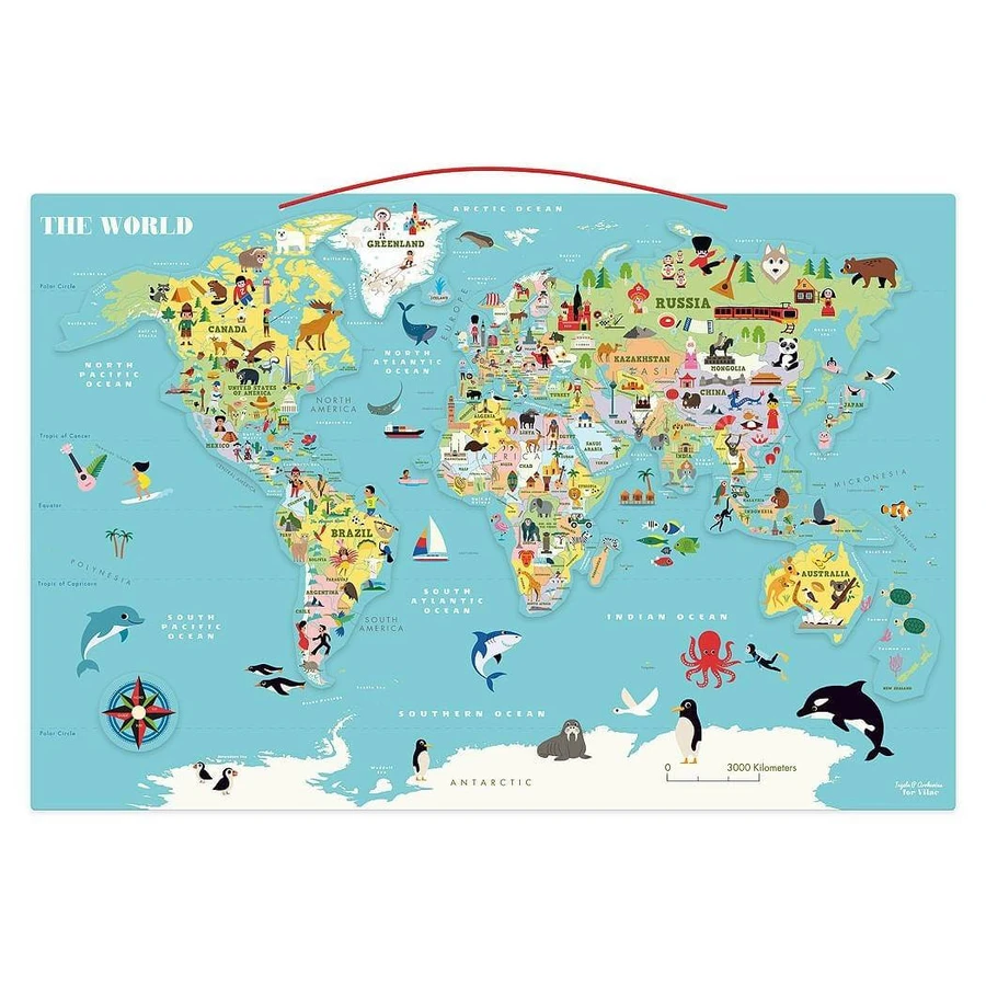 Magnetic World Map, English