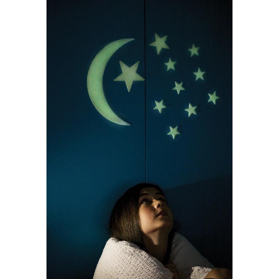 Phosphoreszierende Wanddekorationen - Mond und Sterne