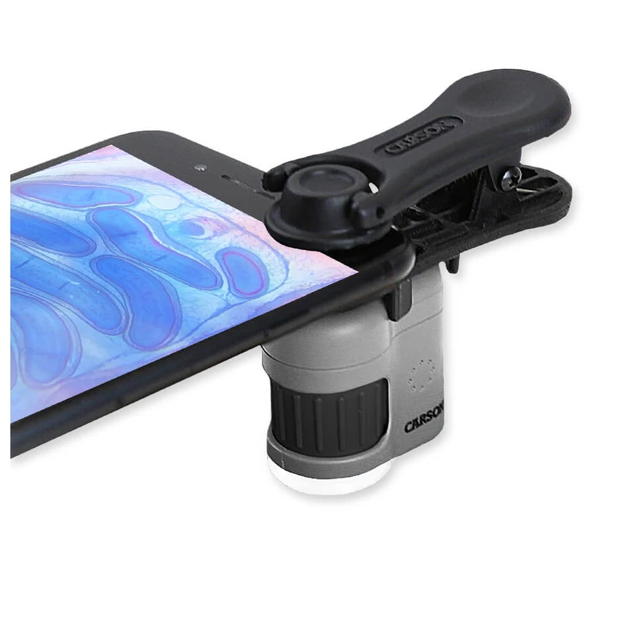 Pocket microscope with smartphone adapter, 20x magnification, MicroMini