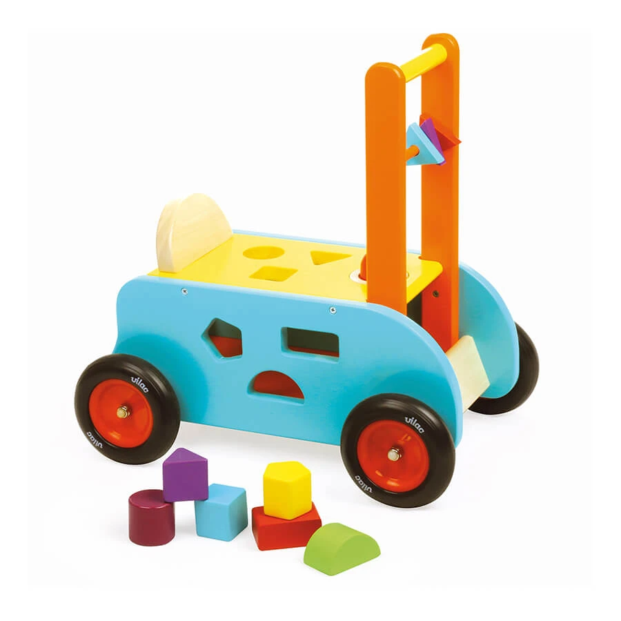 Correpasillos - Preescolar multifuncional con cubos de madera - Vilac