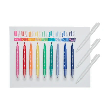 Stamp-A-Doodle Stamp-A-Doodle dubbele krijtjes - set van 9 kleuren en 3 kleurwisselende stempels
