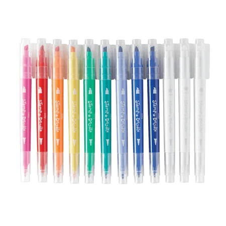 Stamp-A-Doodle Stamp-A-Doodle dubbele krijtjes - set van 9 kleuren en 3 kleurwisselende stempels