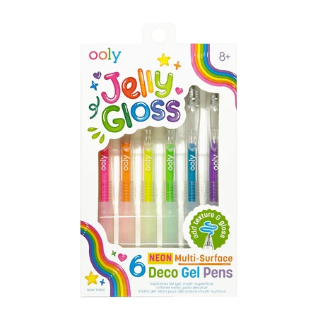 Lote de 6 rotuladores de gel de neón multisuperficie Jelly Gloss - Colores vibrantes