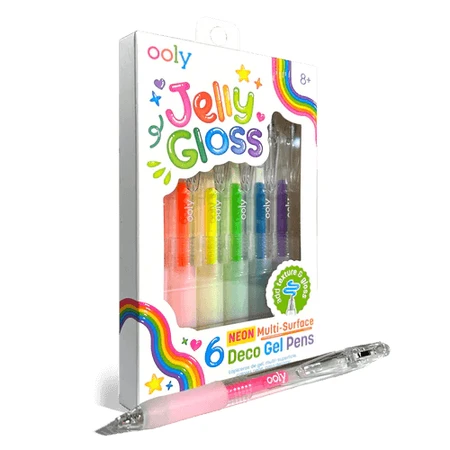 Lote de 6 rotuladores de gel de neón multisuperficie Jelly Gloss - Colores vibrantes