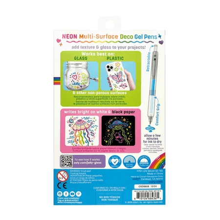 Lote de 6 rotuladores de gel de neón multisuperficie Jelly Gloss - Colores vibrantes