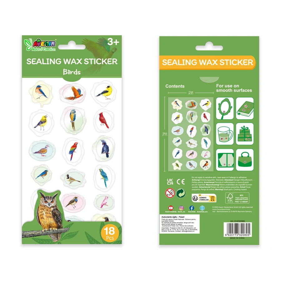 Imitierte Siegelaufkleber - Vögel, Kollektion Natural Creations