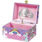 Scatola musicale per gioielli con statuetta di unicorno e specchio