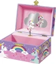Scatola musicale per gioielli con statuetta di unicorno e specchio