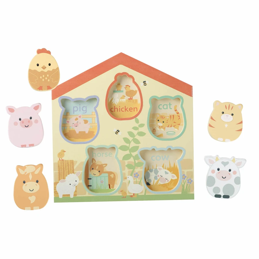 Puzzle en bois avec animaux de la ferme, Orange Tree Toys