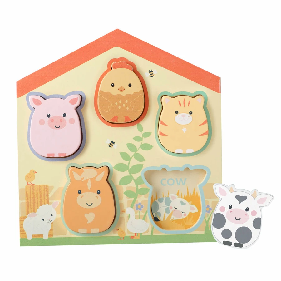 Puzzle en bois avec animaux de la ferme, Orange Tree Toys