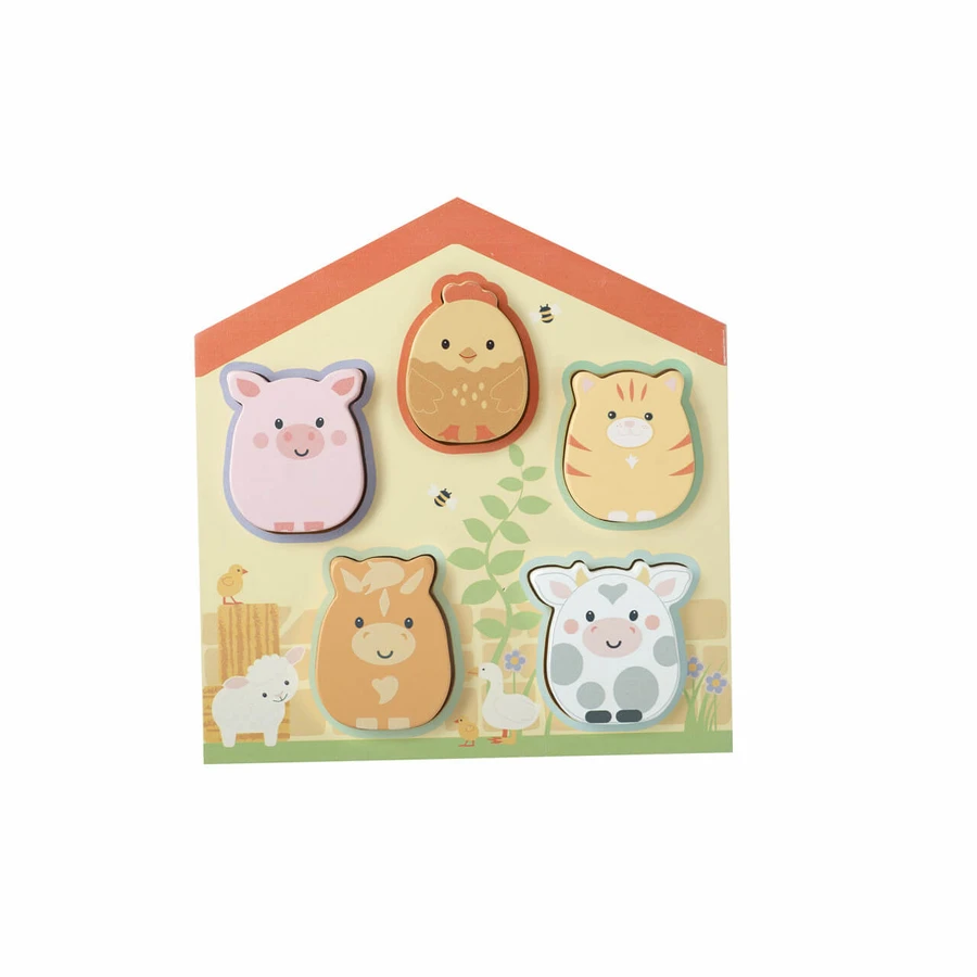 Puzzle en bois avec animaux de la ferme, Orange Tree Toys