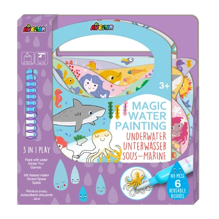 Water painting book, stickers and games, portable - Underwater