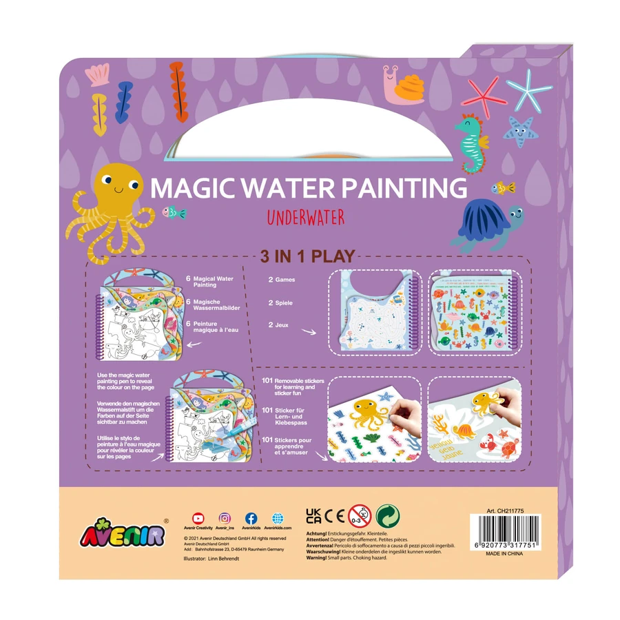 Water painting book, stickers and games, portable - Underwater