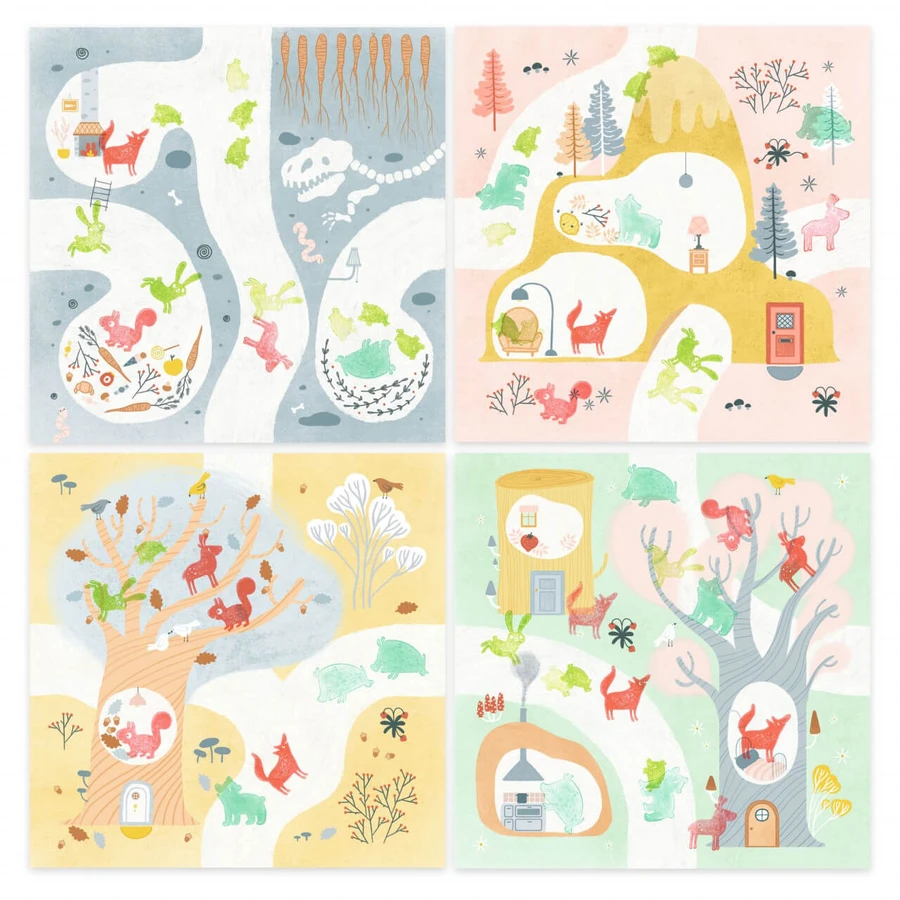Juego de estampación creativo Djeco, Animales del bosque
