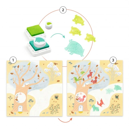 Juego de estampación creativo Djeco, Animales del bosque