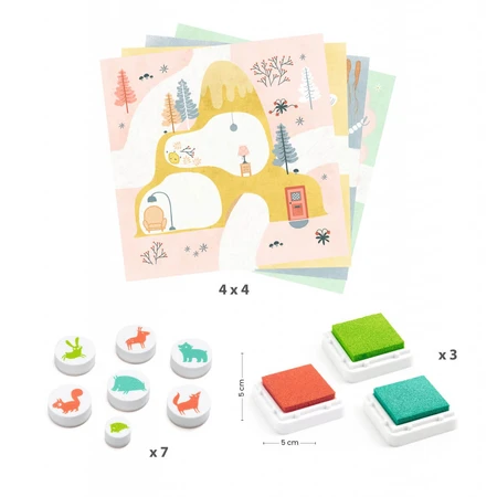Juego de estampación creativo Djeco, Animales del bosque