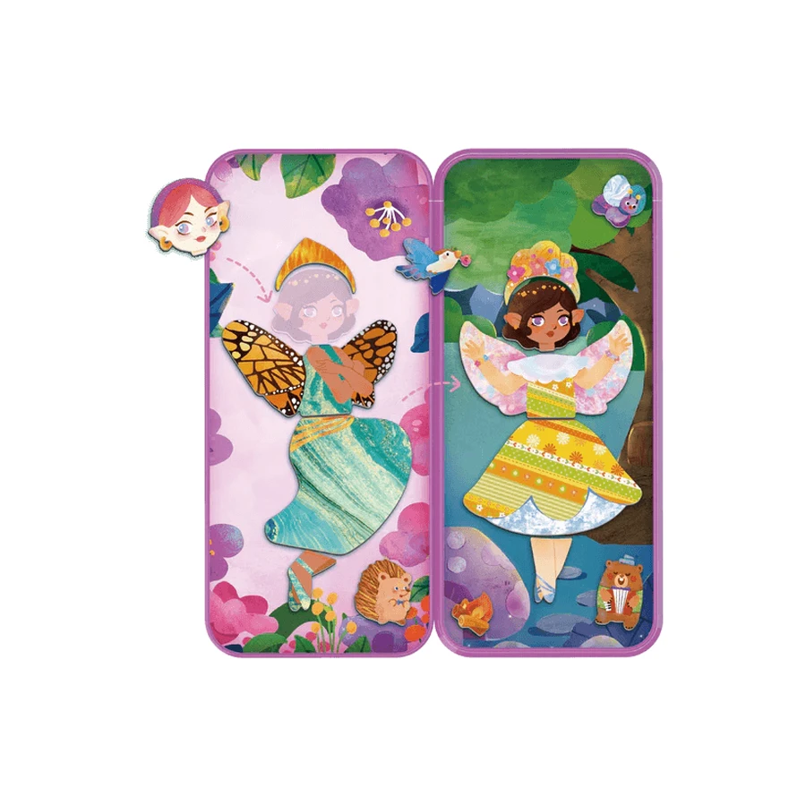 Magnetic puzzle in metal box, matching and association game - Fairy Forest