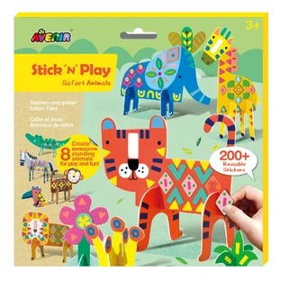 Stick'N'Play creative game with 3D scenes and repositionable stickers - Safari Animals