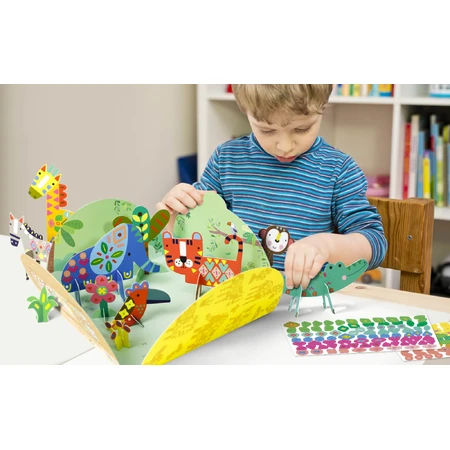 Stick'N'Play creative game with 3D scenes and repositionable stickers - Safari Animals